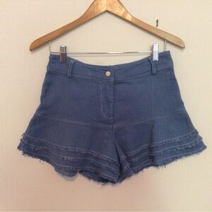 ALEXIS Blue Frilled Shorts Sz M